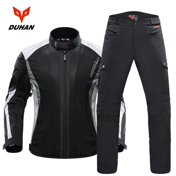 

duhan men motorcycle jacket + motorcycle pants set spring summer breathable mesh jacket moto pants suit clothing protective gear