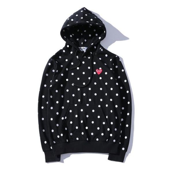 

commes des garcons play heart cdg высокое качество мужской дизайнер c-d-g tee comm des garcons хлопок печатных черное сердце с капюшоном руб, Black