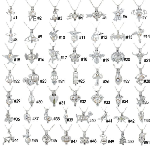 2019 Perlenkäfig-Anhänger-Halsketten, Love Wish, Austern-Naturperle, offener hohler Medaillon-Charm, Silberkette für Damen, Modeschmuck in großen Mengen