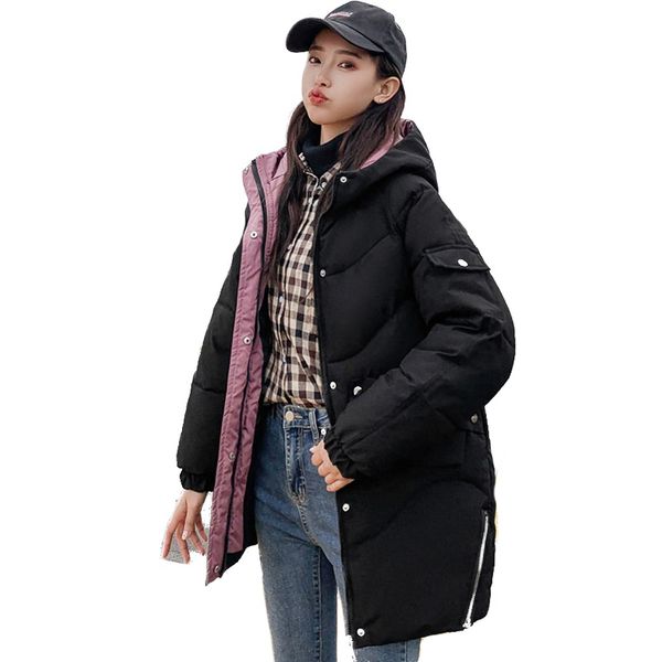 

women's down & parkas 2021 winter plus size long jacket women korean style hooded thick cotton padded casual outwear female coat mantea, Black