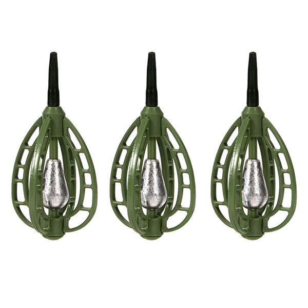 

3x fishing feeder lead sinker lure holder rocket bait cage green 20/30/40g