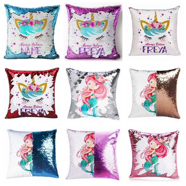Mermaid Sequined Pillowcase Unicorn Flip Two Color Sequined