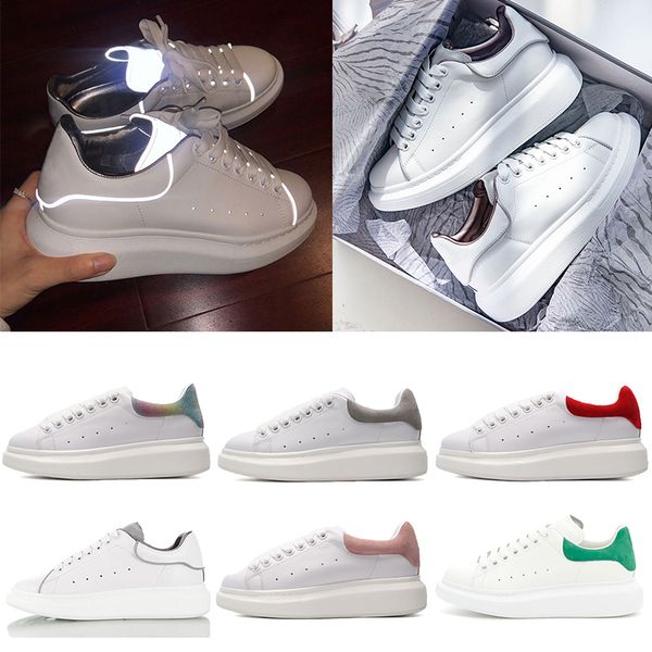 

3m reflective повседневная обувь для девочек женщины мужчины белый черный кожа платформы обувь плоский повседневный партии свадебные замшевы, Black