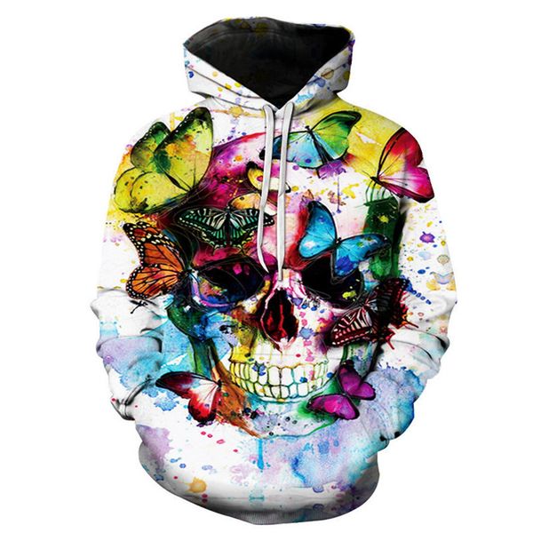 

print streetwear clothing couple mens casual scary halloween lover 3d print party long sleeve hoodie blouse, Black