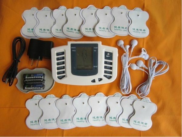 

new russian or english button electrical stimulator full body relax muscle therapy massager,pulse tens acupuncture +16pads