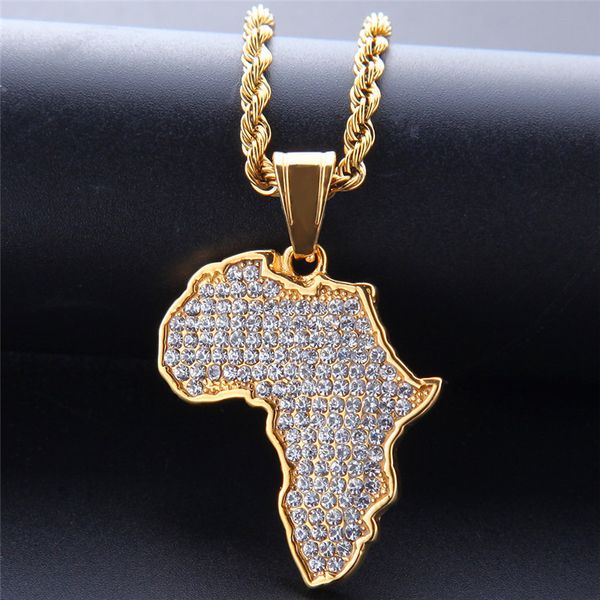 

2019 Роскошные Хип-Хоп Ювелирные Изделия Мужчины Позолоченные Ice Out Bling Цирконий Афр