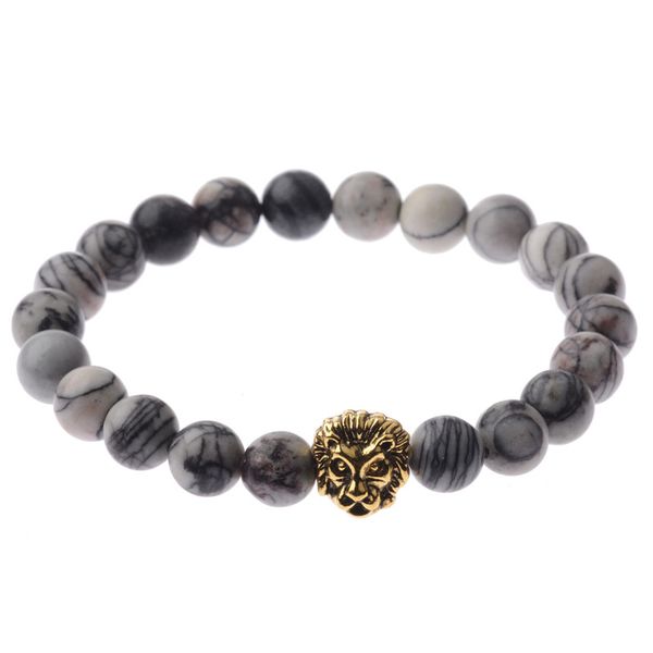 

2017 leopard tiger eye lion head bracelet owl buddha beads bracelets bangles charm natural stone bracelet yoga jewelry men women, Black