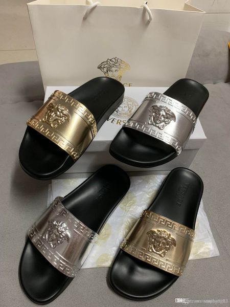 

мужчины женщины сандалии дизайнерская обувь slide summer fashion wide flat скользких сандалии тапочка флип-флоп размера 35-45, Black