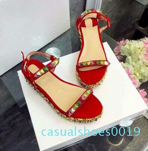 

bottom high heel wedge platforms diamond pumps rivet party wedding dress genuine leather ladies shoes sz34-41 c19, Black