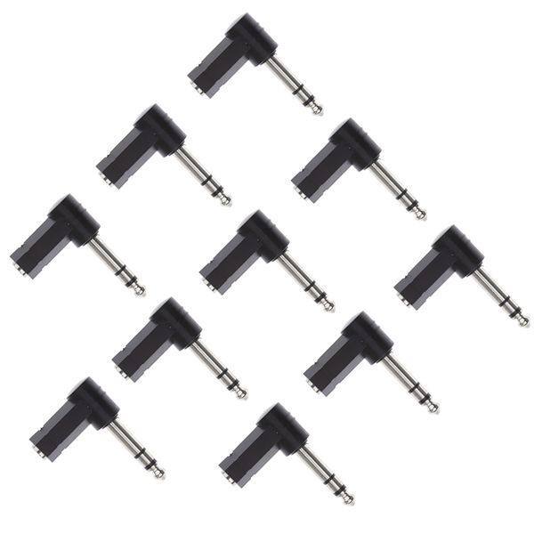 

10x 6.35mm male to 3.5mm female stereo 90 degree right angle audio adapter