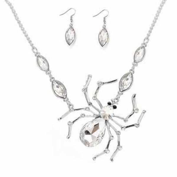 

wholesale vintage designer necklace exaggerated spider pendant necklace diamond women necklaces luxury jewelry halloween special offer, Silver