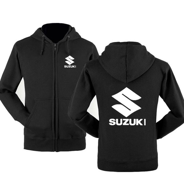 

new fashion suzuki car logo sweatshirt hoodies men hoody spring autumn fleece cotton zipper jacket hiphop harajuku male clothing, Black