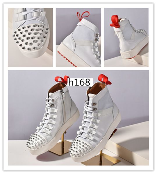 

with box new flat neoprene designer shoes sneakers mens red bottoms shoes womens rivet spiky sock junior spikes red sole shoe size 37, Black