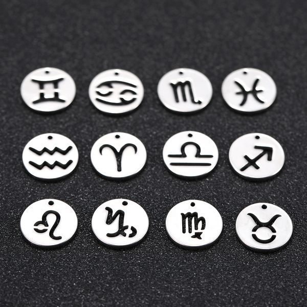

skyrim zodiac floating charm for jewelry making stainless steel aries pisces gemini aquarius cancer twelve constellation pendant, Bronze;silver