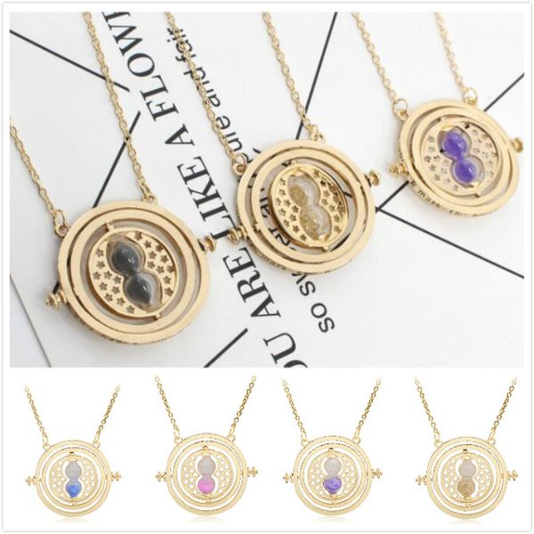 

film jewelry for fans hermione time turner pendant necklace granger rotating spin hourglass pendant necklace for women movie jewelry, Silver