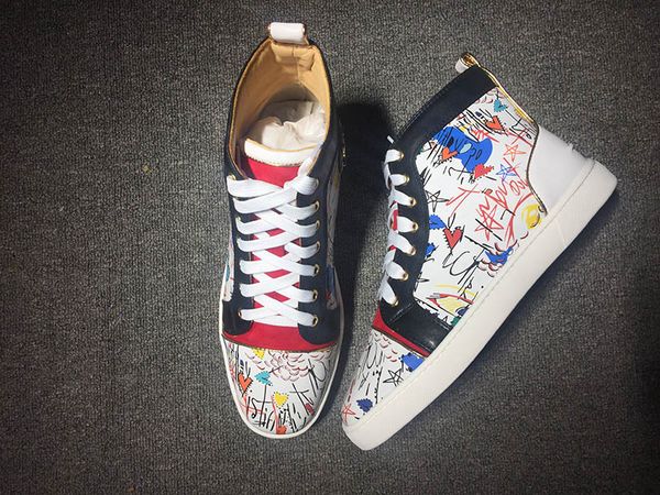 

luxury designer womens mens red bottoms shoes fashion high sneakers spikes casual flats for men ladies chaussures pour hommes femmes, Black