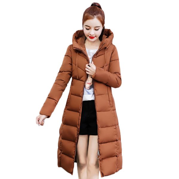

winter parkas women winter nice female coat overcoat casual office lady jacket women x-long overcoat hooded slim coat casaco, Black