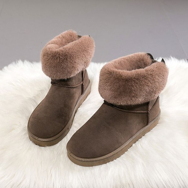 

fashion women snow boots cute rabbit winter moccasins shaggy boot plush cottonfootwear young ladies cotton shoes zy654, Black