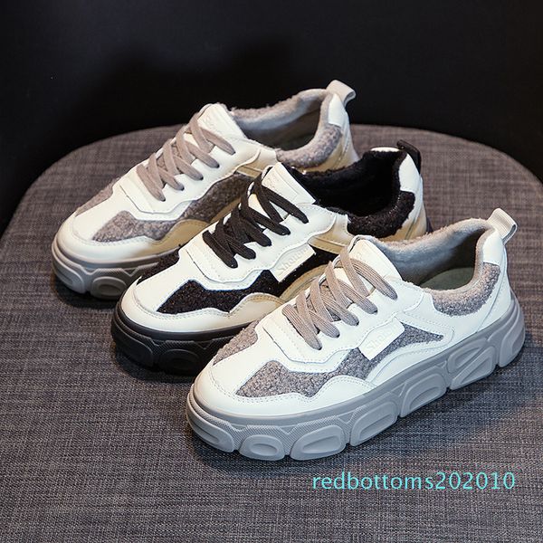 

бесплатная доставка 2019 новых женщин конструктор вскользь ботинки lace-up серого черного платформа моды кроссовок обуви для девочек на откр, Black