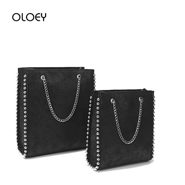 

retro large capacity women tote bag fashion chain rivet bead shoulder bags lady commuting pu leather purses and handbags bolsas