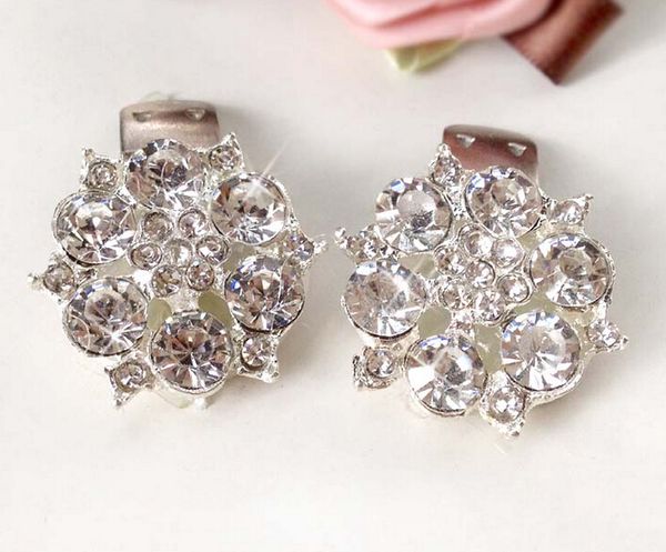 

2 pcs/lot of 25 mm diamond shining shoes flower removable clip fashion shoes and accessories, Black