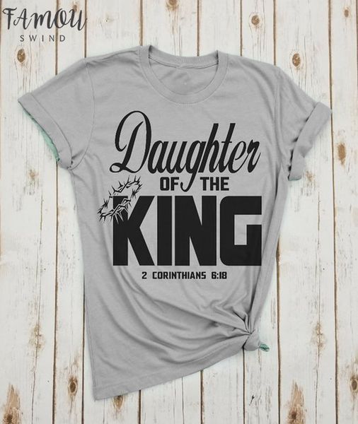 

daughter of the king crown funny slogan graphci women fashion camiseta rosa feminina t shirt tumblr cottonc asual tee top, White