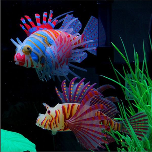 

1pc glow in dark artificial aquarium lionfish ornament fish tank jellyfish decor