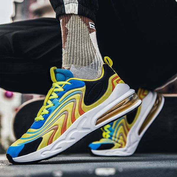 

mens casual shoes sneakers air cushion men's shoes outdoor platform for men breathable comfortable footwear size 46 tenis, Black