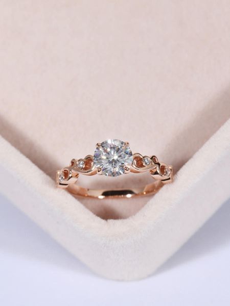 

hollow out decorative pattern ring high file plating rose zircon ornaments, Silver