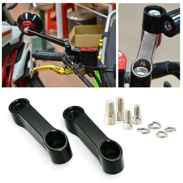 

10mm m10 black motorcycle handlebar mount mirror riser extender adaptor adapter