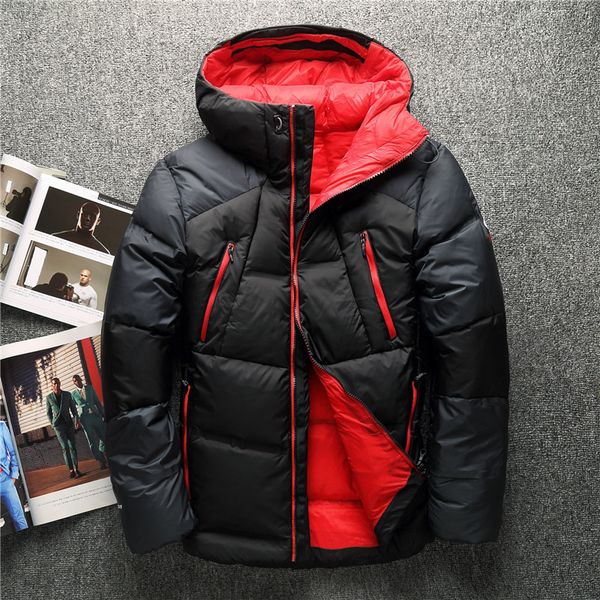 

winter coat men windproof men's down jacket keep warm men's winter thick snow parka overcoat 2019 men clothing, Black