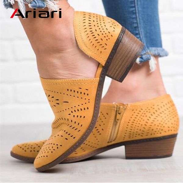 

ariari hollow out sandals round toe flats gladiator sandals women casual shoes female low heels zipper beach shoes, Black