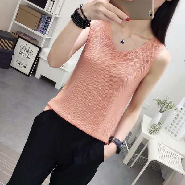 

the new spring and summer 9156 film han edition vest pure color render sweater dress 13, Black;white
