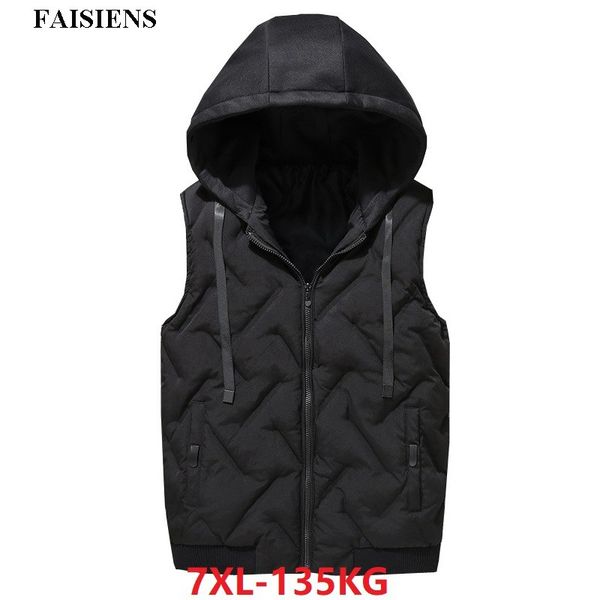 

faisiens плюс большой размер мужчины жилеты с капюшоном большой 5xl 6xl 7xl битник зима осень теплый жилет повседневная спортивная черный че, Black;white