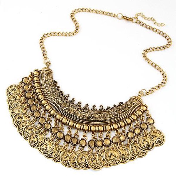 

2019 fashion trendy choker statement necklace womens jewellery coin necklaces & pendants bijoux femme maxi colar accessories, Silver