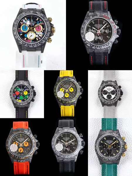 

8 styles diw custom watch carbon fiber luxury mens watch 116500ln 116506 116519 7750 movement woking chronograph mens automatic wristwatch, Slivery;brown