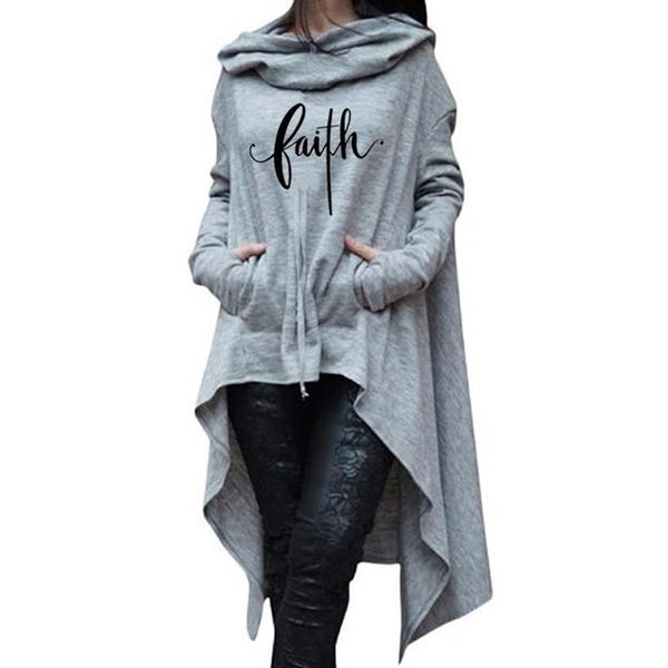 

long irregular hoodies for womenfaith letters print hoodies women sweatshirts kawaii harajuku funny printing thick autumn, Black
