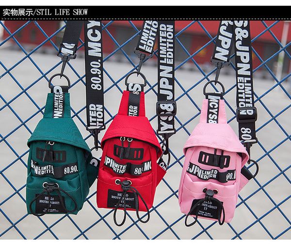 

one shoulder bag canvas fashion letter print zipper travel bags girl candy color small bag