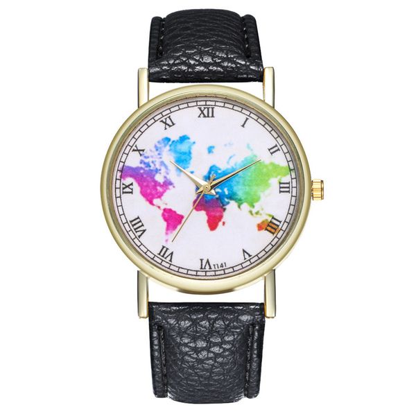 

genvivia womens watch fashion casual leather strap analog quartz round watch wristwatch montre femme design, Slivery;brown