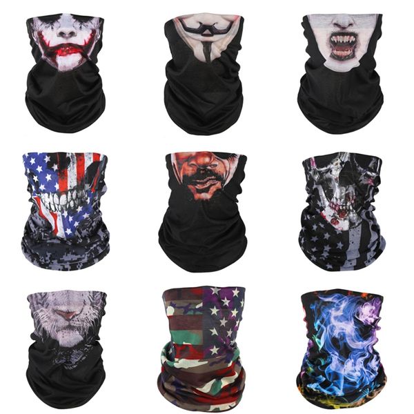 

3d animal seamless magic neck gaiter face mask balaclava shield camping cycling fishing biker bandana headband skull scarf men women#401, Blue;black