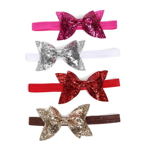 

new sparkling hair accessories bow baby girl headbands elastic multicolor baby headband kids headwear, Slivery;white