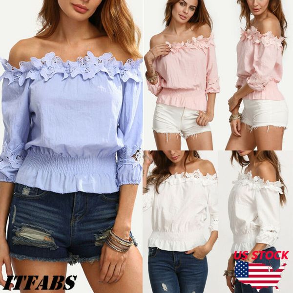 

fashion summer women lace vest tank casual blouse off shoulder t-shirt