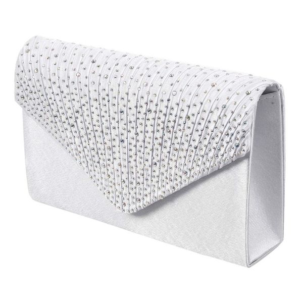 

jhd-womens silk face diamond clutches shoulder bag evening bridal prom satchel chain handbag(white