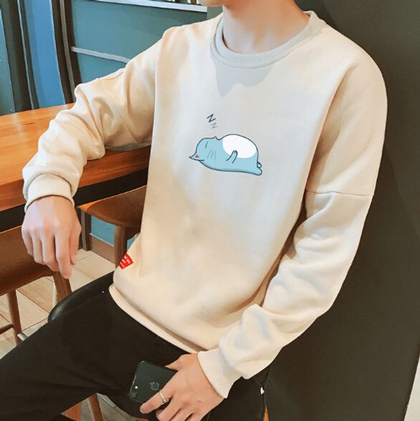 

hoodies spring and autumn new men's round neck fashion casual long sleeve youth loose shirt wholesale, Blue;black