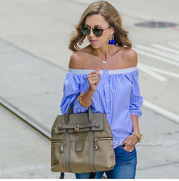 

arrivals 2018 boho women's off-shoulder half sleeve striped casual summer retro clubwear shirt, White