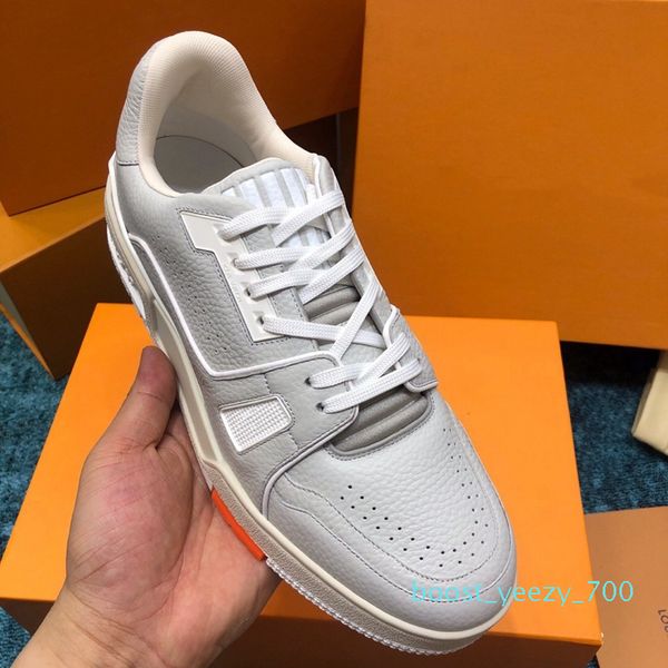 

2020 new designer latest by virgin abloh leather trainer sneakers, men basketball sneakers with calf leather spring casual shoes b70, Black