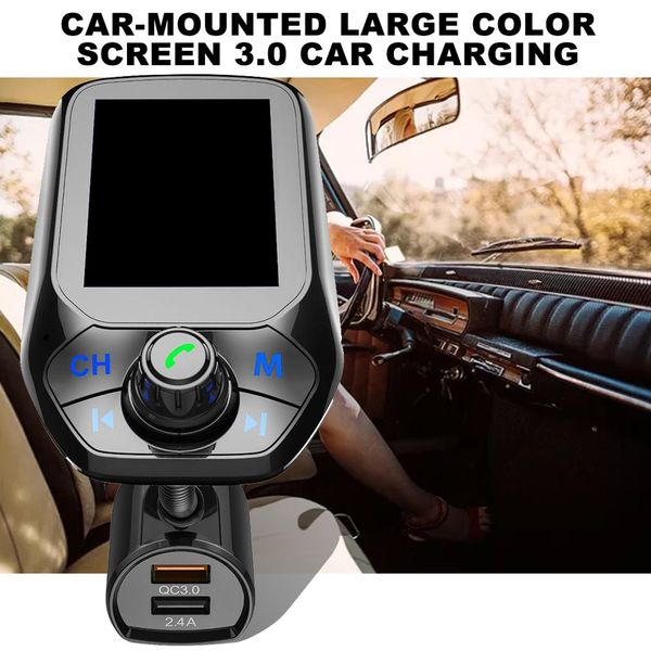 

t43 car bluetooth mp3 multi-function large color screen 3.0 bluetooth car charger lossless playe