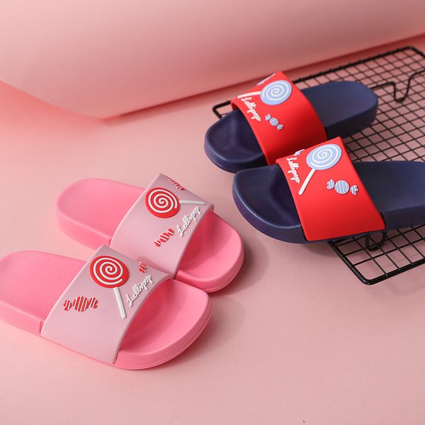 

2020 summer new boys slippers girls home slipper indoor bathroom shoe cute lovely candy toddler girls size 24-35 kids slipper, Black;grey
