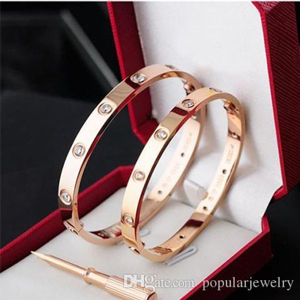 

fashion jewelry designer men's and women's bracelets new rose gold 316l stainless steel screw charm bracelet with screwdriver scre, Golden;silver