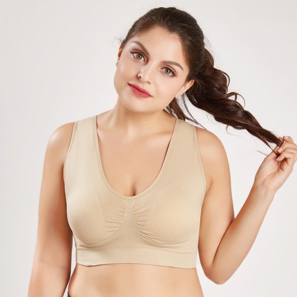 

sport bra female vest seamless seamless rimless double-layer large size material comfortable and breathable bras mn01, White;black